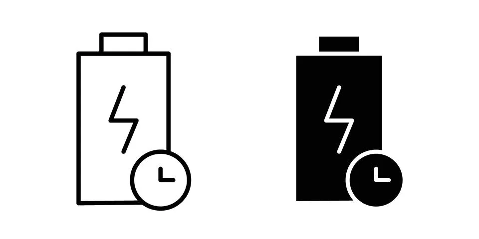 Battery time icon bundle for website design projects Stock Illustration