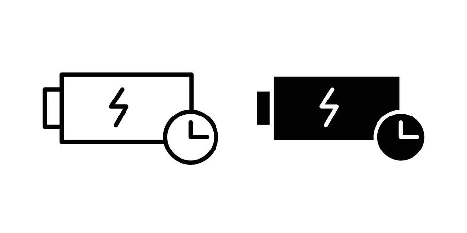 Battery time icon bundle for website design projects Stock Illustration