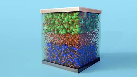 A battery with a transparent casing, showcasing internal layers 库存插图