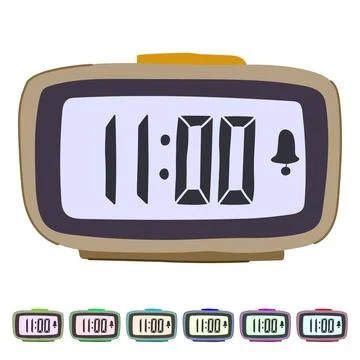 Battery travel alarm clock vector cartoon graphic Stock Illustration
