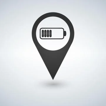 Battery vector icon in map pointer for webdesign and smartphone applications. Stock Illustration