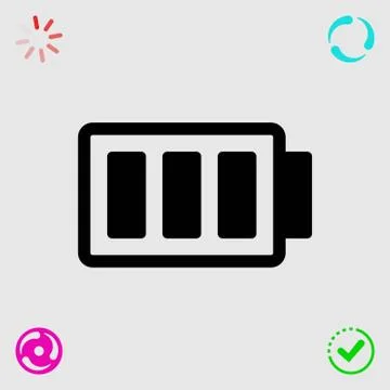 Battery vector icon stock vector illustration flat design Stock Illustration