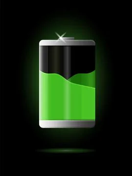Battery vector Isolated on black background Stock Illustration