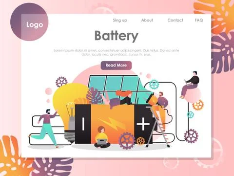 Battery vector website landing page design template Stock Illustration