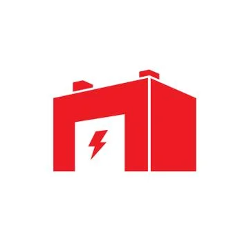 Battery Warehouse flat vector logo icon Stock Illustration