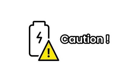 Battery Warning Icon with Caution Triangle Stock Footage 343519145