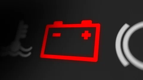 Battery Warning Light Blinking on Car Dashboard Stock-Footage 124276408