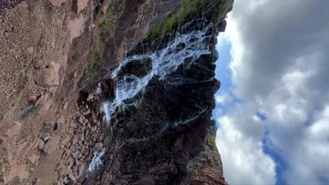 Battery waterfall in Teriberka.  Stock Footage 254261333