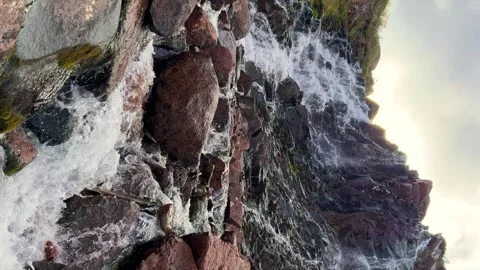 Battery waterfall in Teriberka.  Stock Footage 254492016