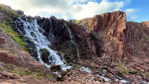 Battery waterfall in Teriberka.  Stock Footage 254492079
