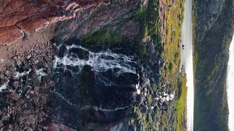 Battery waterfall in Teriberka. Stock Footage 254801676