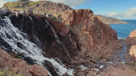Battery waterfall in Teriberka. Stock Footage 255118575