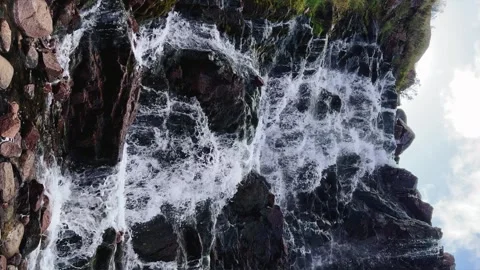 Battery waterfall in Teriberka. Stock Footage 262642494