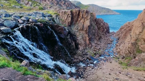 Battery waterfall in Teriberka. Stock Footage 262647291