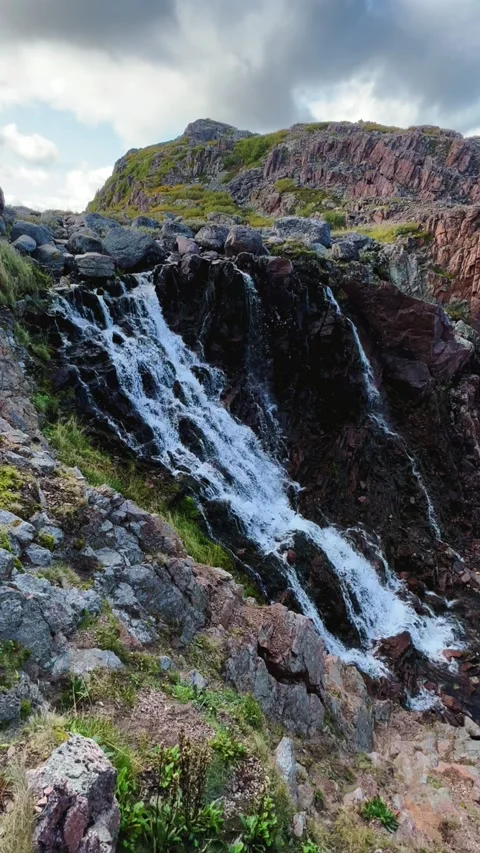 Battery waterfall in Teriberka.  Stock Footage 272577066