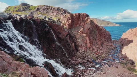 Battery waterfall in Teriberka.  Stock Footage 272578513
