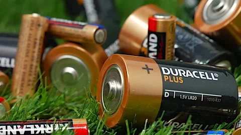 Battery's Power Cell Lying On Grass Stock Footage 160996393