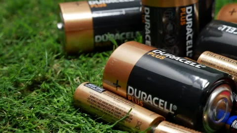 Battery's Power Cell Lying On Grass Stock Footage 160996395