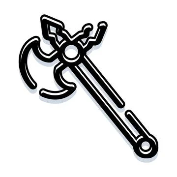 Battle axe outline icon with shadow effect Illustrazione stock