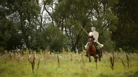 Battle between knights of the Middle Ages Stock Footage 42947437