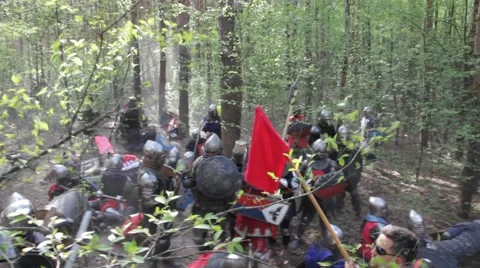 Battle between two armies of the knights (part 3) Video stock 40497890