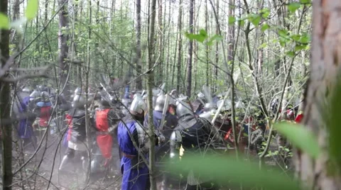 Battle between two armies (the Middle Ages, knights) Video stock 40497796