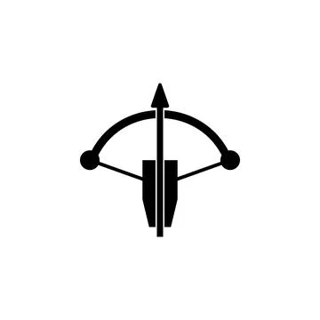 Battle Crossbow with Arrow Flat Vector Icon 스톡 일러스트