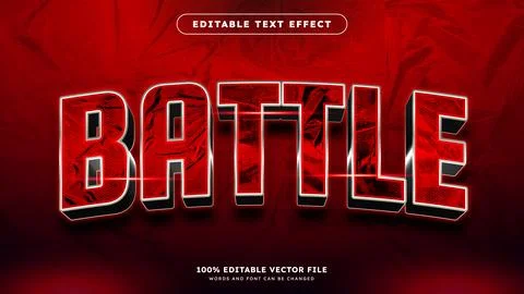 Battle Editable text effect red gaming text style Stock Illustration