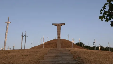 Battle field with swords 스톡 동영상 205070285
