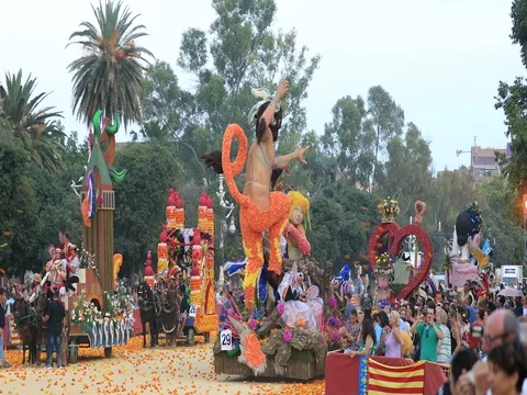 Battle of the Flowers 1 Stock Footage 80851425