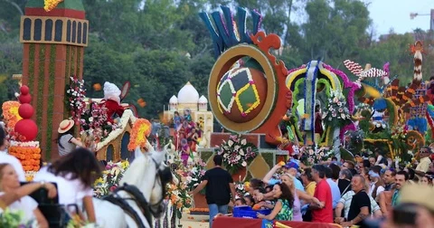 Battle of the Flowers 12 Stock Footage 80417647