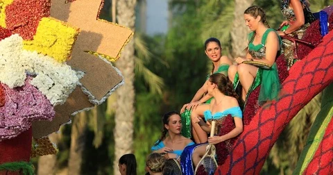 Battle of the Flowers 25 Stock Footage 80087357