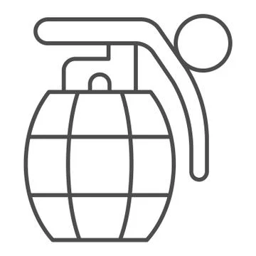 Battle grenade thin line icon. Handle war weapon symbol, outline style pictogram Illustration