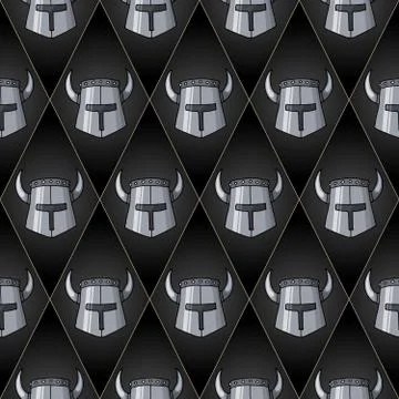 Battle helm seamless pattern. Gold glitter and black Vector Illustration Illustration