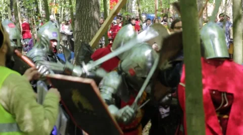 Battle of the Knights in full armor Video stock 40492016