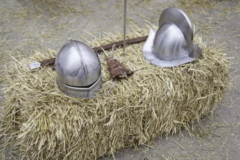 Battle Medieval Helmets Stock Photos