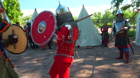 Battle of medieval warriors Video stock 24818981
