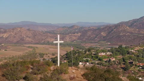 Battle Mountain Cross Mountain Flag Medium Spin Around Front Stock Footage 329949267