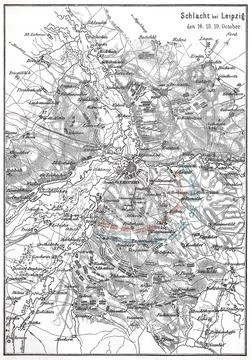 Battle plan of the Battle of Leipzig 16 19 October 1813 Historical digitally Illustrazione stock