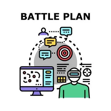 Battle planning strategy using virtual reality technology Stock Illustration