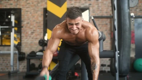 Battle ropes intense workout Stock Footage 105634248