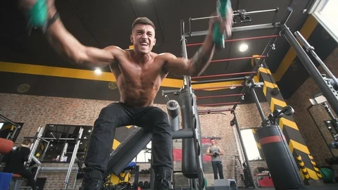 Battle ropes intense workout Stock Footage 105635010