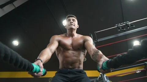 Battle ropes intense workout Video stock 106389710