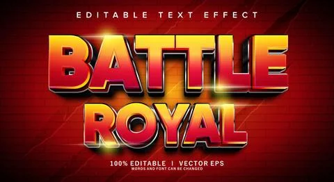 Battle royal 3d vector text effect with modern style design Stock Illustration