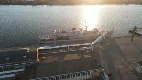 Battle ship and the sunset Video stock 159281909