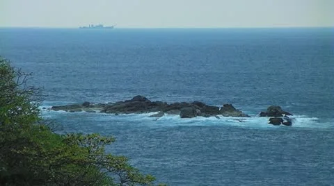 Battle ship at the horizon Stock Footage 8914988
