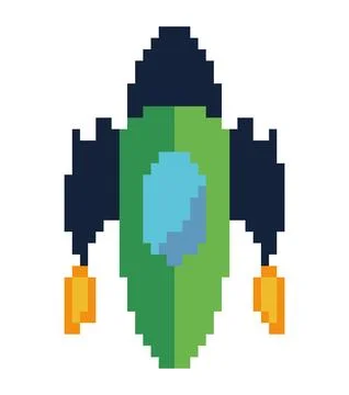Battle ship pixels launching Stock Illustration