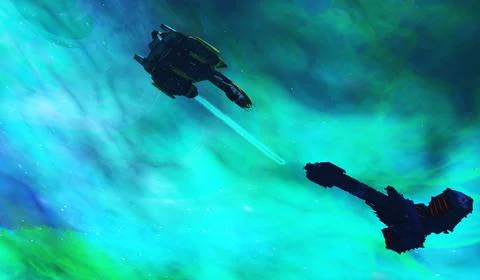 Battle in Space Stock Illustration