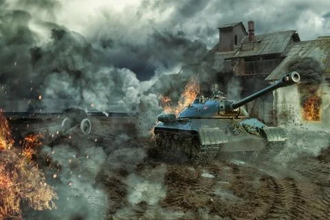 The battle of tanks Stock Illustration
