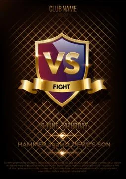Battle vector banner concept. Competition illustration with glowing golden Stock Illustration
